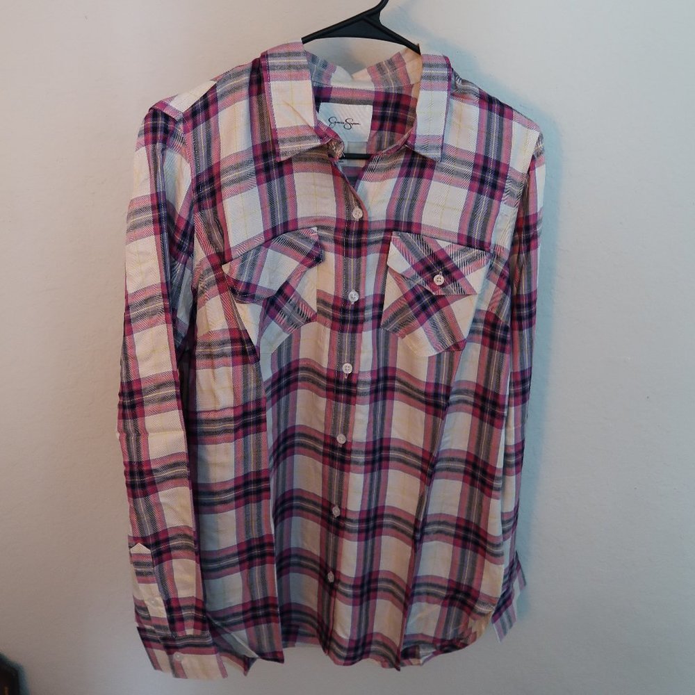 Jessica Simpson Size Medium pink plaid shirt